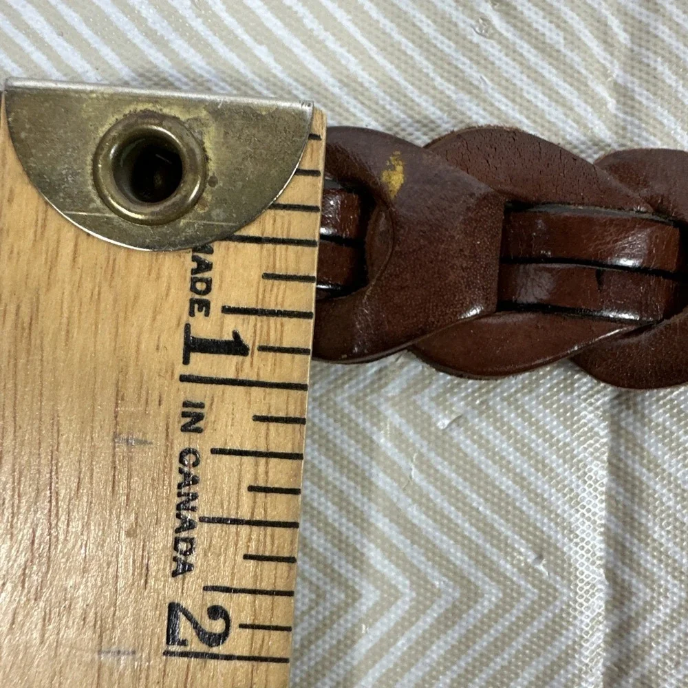 Looped Genuine Leather Belt Womens Med‎ Braided Brown (36.5 Inches) Brass Buckle